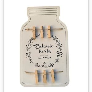 Vintage wood recipe hanging board with 6 wooden clips